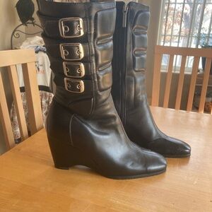 Icon Moto 2.5 inch wedge boot never worn with 4 metal buckles